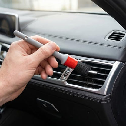 3 PCS Car Detailing Brush, Scratch-Free Boar Hair Cleaning Tool Auto Detail Brushes, Universal Vehicle Interior Cleaner Soft Bristles for Cleaning Wheels Engine Air Vents - color: 3 PCS