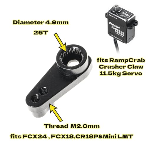 RampCrab RC Servo Horn, Diameter 4.9mm, 25T, Thread M2.0mm, Aluminium Alloy 7075, Mini Servo Arm Upgrade Accessory for FCX24, FCX18, CR-18P & Mini LMT, 3pcs