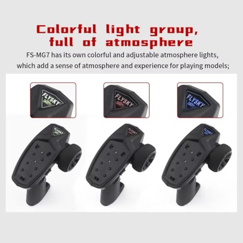 HTLNUZD Flysky FS-MG7 RC Transmitter 7 Channels Professional 2.4GHz Digital System with FS R7D Receiver for RC Car Crawler, Buggy, Cars and Boat