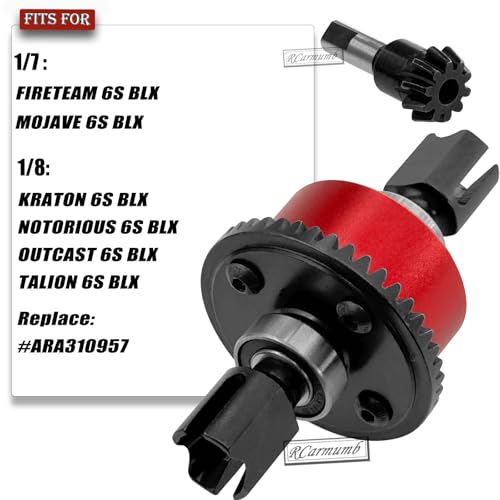 43T Differential Active with 10T Input Gear Upgrades Part for 1/7 Fireteam Mojave 1/8 Karton Notorious Outcast Talion,Metal Diff Set Hops Up,Replace #ARA310957,Red - color: Red(43T-10T)