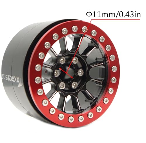 200g Super Heavy 2.2 Beadlock Wheels Rims for 1/10 RC Crawler 4pcs (Red Black) - color: Red Black
