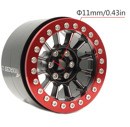 200g Super Heavy 2.2 Beadlock Wheels Rims for 1/10 RC Crawler 4pcs (Red Black) - color: Red Black
