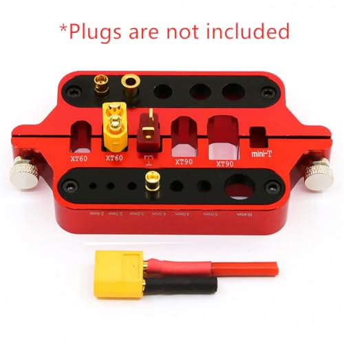 Aluminum Alloy RC Model RC Car Cable Connector Soldering Tool Holder Welding Tool RC Repair Tool Kit for XT60, XT90, T Plug, Mini T Plug (Red) - color: Red