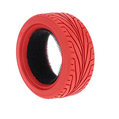 1/10 RC On-Road Car Tyres, 65mm Rubber RC Tire for 1/10 HSP Tamiya HPI Kyosho RC On Road Run-flating Car (Red) - color: Red