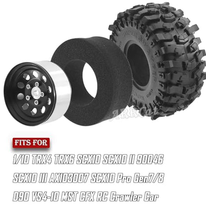 Aluminum RC 1.9 Beadlock Wheel Rims and Tires for 1/10 RC Crawler Car SCX10 SCX10 II 90046 SCX10 III AXI03007 SCX10 Pro TRX4 TRX6 D90 Gen7/8 VS4-10 MST CFX,1.9 Beadlock Wheels and Tires,Black