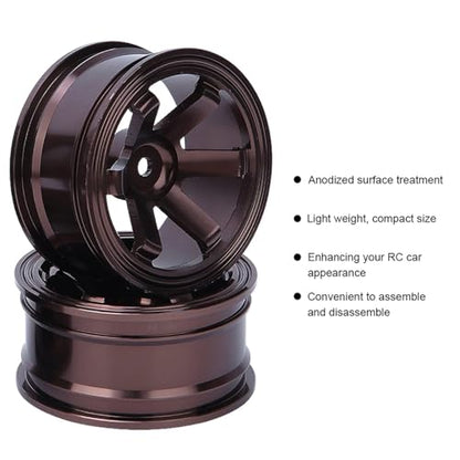 HERCHR 12mm Hex Hubs Metal Wheel Hub, 4pcs Aluminium Alloy Wheel Hub for Universal 1/10 Flat Running Drift RC Car Model Accessory Wheel Rims RC Wheel Rims Set Rc Drift Wheels(Coffee) - color: Coffee