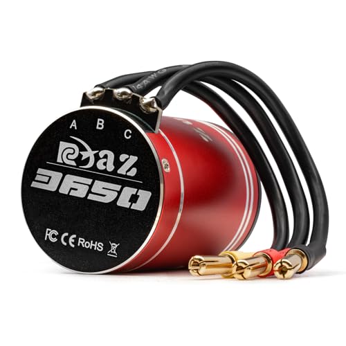 Metal 3650 Brushless Motor 3.175mm Shaft 2800KV Waterproof for 1/10 Scale RC Climb Slow Linear Off-Road Flat Running Road Racing Drifting TRX4 Slash Sledge SCX10 Arrma RC Car Boat (2800KV)