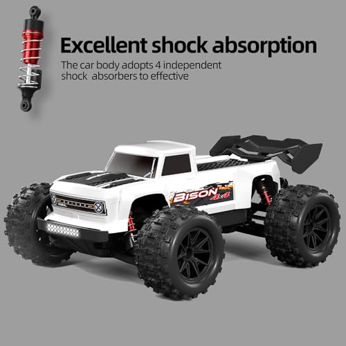 Brushless RC Cars for Adults, 1/16 Scale RC Truck, 55KM/H High Speed Remote Control Car, 2.4GHz 4WD All Terrains Off-Road RC Monster Truck with LED Light and 2 Rechargeable Battery - size: 2 Batteries
