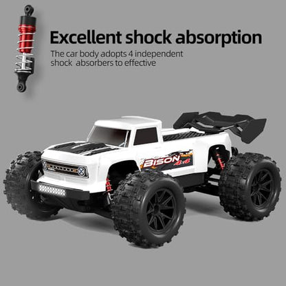Brushless RC Cars for Adults, 1/16 Scale RC Truck, 55KM/H High Speed Remote Control Car, 2.4GHz 4WD All Terrains Off-Road RC Monster Truck with LED Light and 2 Rechargeable Battery - size: 2 Batteries