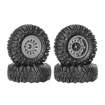 4PCS 1.3" Aluminum Alloy Beadlock Wheel Rims All-Terrain Tyre 70mm Rubber Tires Set with 5mm & 7mm Hex for 1/12 1/14 1/18 1/24 RC Rock Crawler Car Upgrade Parts (B-Gray) - color: B-gray