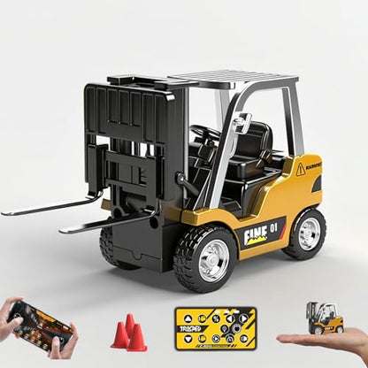 RC Forklift, 1/64 Scale Remote Control Forklift Cranes, 2.4Ghz Metal RC Truck, with Hook & Metal Fork, 2 Speed RC Construction Vehicle, APP Control, Toys for Adults Boys and Girls Gift