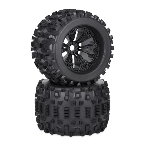 17mm Hex RC Wheels and Tires 2PCS RC Truck Buggy Preglued Tires Wheels for 1/8 1/10 Scale Arrma Kraton Notorious Outcast Typhon 6S 4S 3S Traxxas Maxx T Maxx Sledge Revo Upgrade Parts