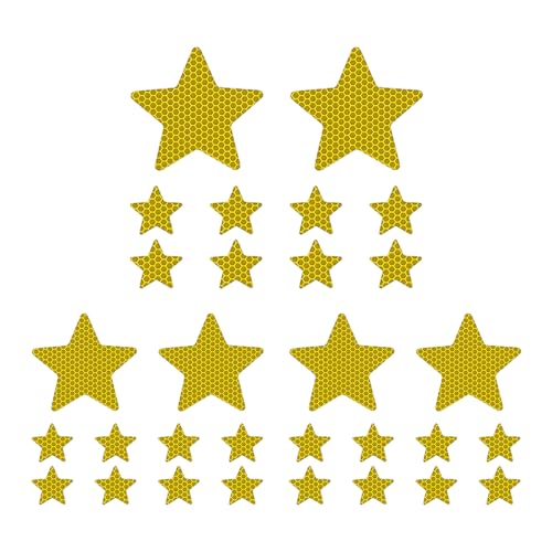 Craedli 1Set Star Car Reflective Sticker Decal, Waterproof Vinyl Car Night Visibility Warning Sticker, Personalized Auto Safety Sign Body Decal Decoration for Motorcycle, Truck, Bicycle (Yellow) - color: Yellow