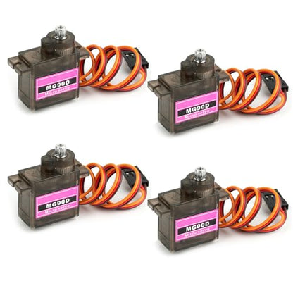 4 Pack MG90D Digital Servo 9g Lightweight Servo Full Metal Gears Micro Servo for Arduino Project RC Helicopter Boat Robot Car Gimbal - style: 4PCS MG90D - 180 Degree