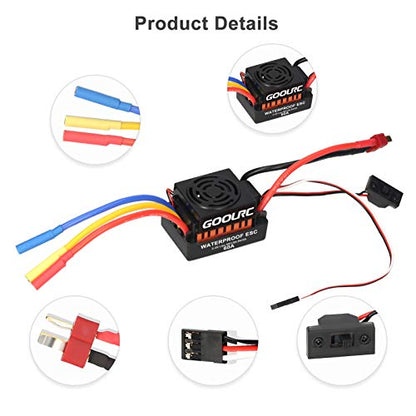 GoolRC Brushless Motor S3660 3300KV Sensorless Brushless Motor 60A Brushless ESC and Programming Card Combo Set for 1/10 RC Car Truck