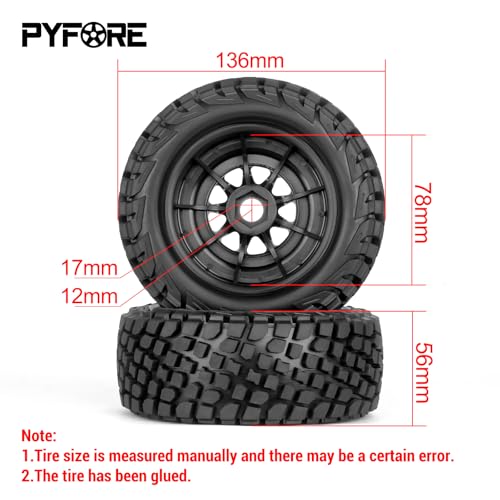 1/7 Mojave Desert Short Course Truck Tires Wheel Compatible with TRAXXAS UDR Off-Road Buggy Tire 17MM Adapter Wearable FS 336184 RC Model Car (red) - color: Red