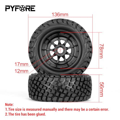 1/7 Mojave Desert Short Course Truck Tires Wheel Compatible with TRAXXAS UDR Off-Road Buggy Tire 17MM Adapter Wearable FS 336184 RC Model Car (red) - color: Red