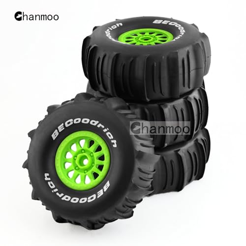 1/7 1/8 RC Short Course Truck Car Tires and Wheels Rims 17mm Hex Snow Sand Buggy Desert Tyres with Foam Insert for 1:7 Scale RC Off Road Truck Car TRAXXAS UDR 85086-4 4Pcs (A White) - color: A White