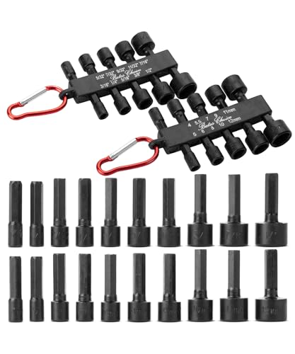 Bates Choice Power Nut Driver Set, 20 pcs, Metric & SAE, 1/4" Hex Shank, Impact Nut Driver Set