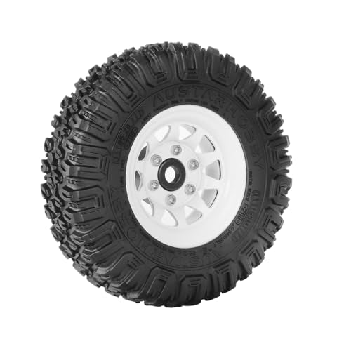 4PCS RC Car 1.55 Inch Tyres Aluminum Alloy Metal Beadlock Wheel Rim and Rubber Tires for 1/10 RC Crawler Car for Axial AX90069 D90 TF2 Tamiya CC01 LC70 MST JIMNY(85mm-10Holes White) - color: 85mm-10Holes White