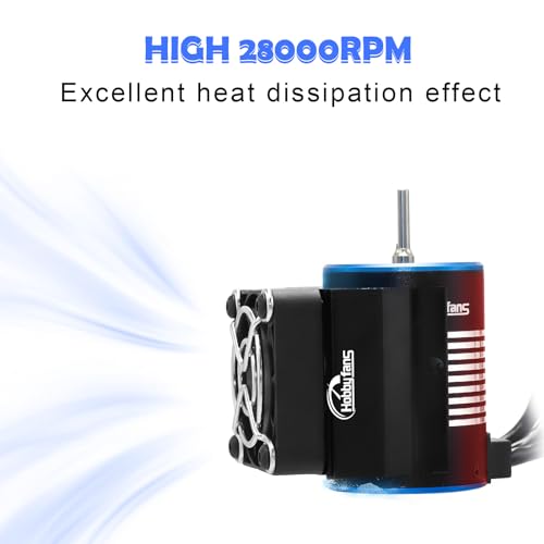 Waterproof BL3650 3900KV Brushless Motor 3.175mm Shaft with 60A Brushless ESC Electric Speed Controller with Heatsink and Programming Card for 1/10 Remote Control Car Truck, Black & Blue - color: Black & Blue