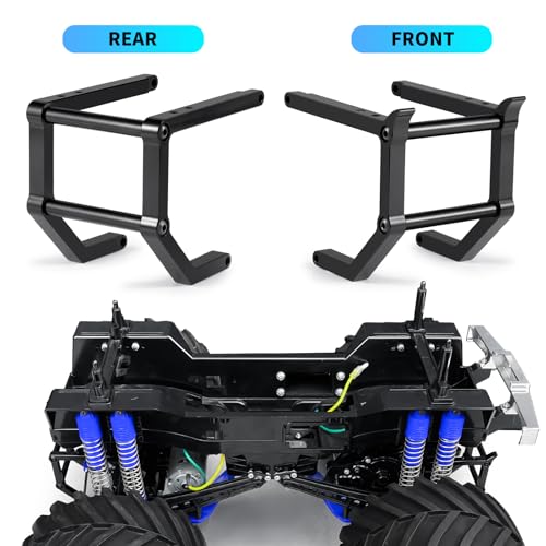 Aluminum Alloy Front and Rear Bumper Mount RC Crawler Car High Simulation CNC Metal Servo Mount Bumper Set Compatible with 1/10 Tamiya Clod Buster-4×4×4 RC Car Upgrade Parts