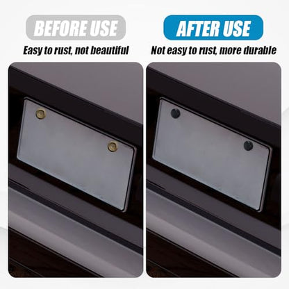 deemars License Plate Screw Kit, 8 Sets Stainless Anti Theft License Plate Screws, Anti-Rattle & Rust-Proof Bolts for Securing License Plates Frames or Covers on Cars, Trucks, SUVs - color: Black-8-Set
