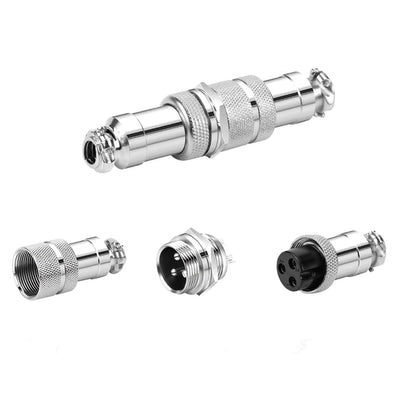 5Set GX16 3pin Male+Female Combination Aviation Plug Socket Connector,Panel Mounted Metal Circular Adapter Connector 7A/125V,16mm,Welded,for Electrical and Electronic Connections - size: 3Pin