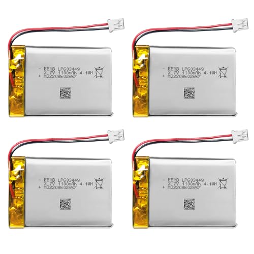 EEMB 4PACK Lipo Battery 3.7V 1100mAh 603449 Rechargeable Wire JST 2.0mm