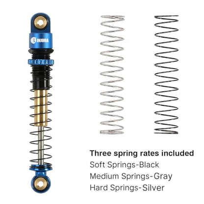 INJORA 43mm Aluminum Threaded Shocks Absorber Damper for 1/24 SCX24 (Blue) - color: Blue