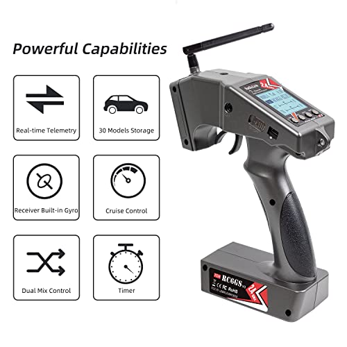 Radiolink RC6GS V3 2.4G 7 Channels RC Car Radio Controller Kit & R6FG Gyro Long Range Remote Controller for RC Crawler Truck Drifting Buggy