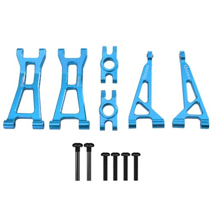 Aluminum Upgrade Kit, Front Rear Suspension Arms, Steering Knuckles & Hubs, R168Z Bearings for 1/16 MJX Hyper GO H16BM H16GT H16DR 16208 16209 16210 RC Truck Car Accessories Parts (Blue) - color: Blue