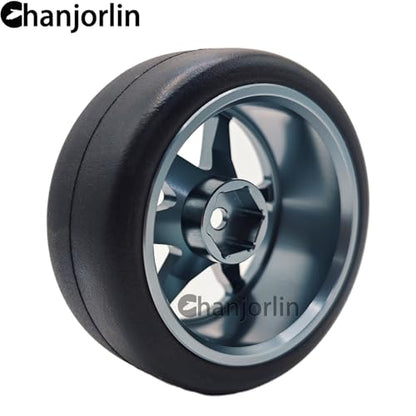 RC 1/10 Drift Tires & Aluminum Wheels 12mm Hex OD 65mm Hard Drift Racing Smooth Tyres for 1:10 1/12 Rally Street On Road Touring Car TT01 TT02 XV02 XV01 TA06 HPI KYOSHO PTG2 4PCS (Titanium) - color: Titanium