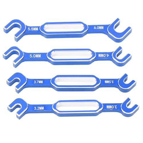 RC Car Wrench, 4PCS RC Car Repair Wrench Turnbuckle Nut Ball Joint Remover Aluminum Alloy RC Maintenance Spanner 3.0‑6.0mm for RC Car Truck - color: Blue