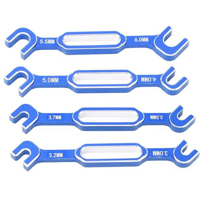 4PCS RC Car Wrenches, Aluminum Alloy Turnbuckle Nut Ball Joint Remover with 6.0mm Specifications, for RC Crawler Car Drift RV Repair and Maintenance (Blue) - color: Blue