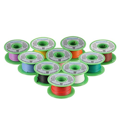 BNTECHGO 22 AWG Silicone Wire Kit 10 Color Each 25ft Stranded Tinned Copper | Flexible 22 Gauge Stranded Wire Silicone Rubber Insulation For RC Models, Drone, Robot, LED Lighting Systems, 3D Printer, DIY - size: 10 Colors Each 25ft, style: 22 AWG silicone