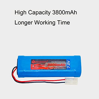 7.2V RC Battery Pack(2 Pack) 3800mAh High Capacity 6-Cell NiMH Flat Battery Pack w/Standard Tamiya Connector - size: 2 PACK 7.2V 3800mAh
