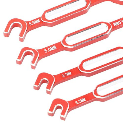 RC Car Wrench, 4PCS Aluminum Alloy Turnbuckle Nut Ball Joint Remover Spanner 3.0 to 6.0mm, with Double End Design, for RC Crawler Car Boat Drone Maintenance (Red) - color: Red