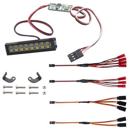 16LEDs RC Crawler Car LED Light Bar Roof Lamp Simulation Spotlight Kit 5-8.4V & 7.87" JR Plug Y Splitter Wire,JR Male to JST Female Y Harness Wire Adapter JR Servo Y Parallel Extension Cable Lead