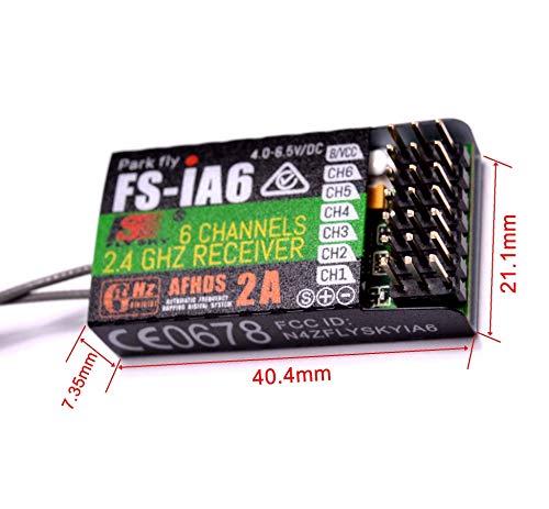 YoungRC Flysky FS-iA6 Receiver 2.4G 6CH Remote Control Receiver with Double Antenna Compatible FS-i4 i6 i10 GT2E GT2F GT2G Transmitter RC210 (FS-iA6 Receiver)