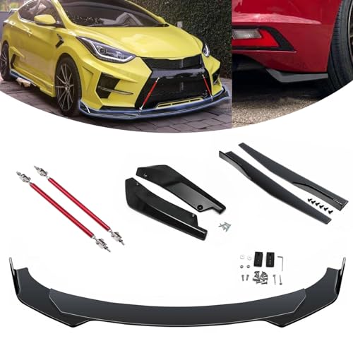 x xotic tech 9Pcs Front Bumper Lip Chin Spoiler + Side Skirt Winglets Diffuser + Rear Bumper Canard Splitter Car Body Kits + Red Adjustable 10"-13" Support Rods Universal Fit Most Vehicles - color: Red, size: Full Wide Body Kit w/10"-13" Rod