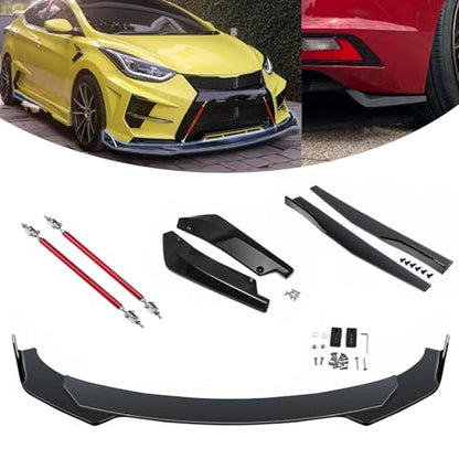 x xotic tech 9Pcs Front Bumper Lip Chin Spoiler + Side Skirt Winglets Diffuser + Rear Bumper Canard Splitter Car Body Kits + Red Adjustable 10"-13" Support Rods Universal Fit Most Vehicles - color: Red, size: Full Wide Body Kit w/10"-13" Rod