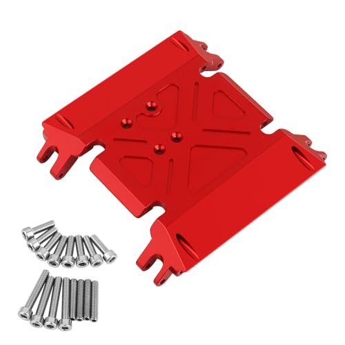CNC Aluminum Center Gearbox Mount Transmission Skid Plate for Axial Wraith 90018 1/10 RC Crawler Upgrade Part (red) - color: Red
