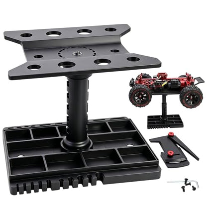 1/12 1/14 1/16 1/18 1/24 RC Car Plastic Repair Work Stand 360° Rotation Multifunctional with Angle Gauge & Magnetic Screw Tray
