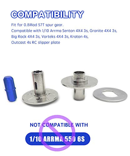 Metal RC Slipper Set & Hub Slipper Shaft Set for 1/10 Arrma Granite(Blue) | Hub Slipper Shaft Set,1/10 Arrma Granite Senton Big Rock Kraton Vorteks Outcast 1/8 Typhon Upgrade,Replace Arrma ARA310946
