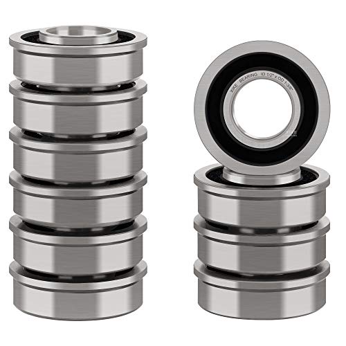 XiKe 1/2" Flanged Bearing, Replacement Lawn Mower Wheel Bearings, 10 Pack | Fits for Wheelbarrows, Carts & Hand Trucks Wheel Hub, Replacement for Marathon, Exmark, Stens, Prime Line ＆ Sunbelt. - size: ID 1/2" x OD 1-3/8"