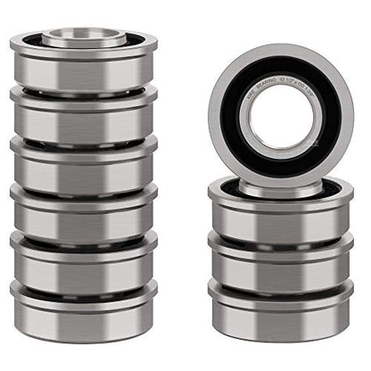 XiKe 1/2" Flanged Bearing, Replacement Lawn Mower Wheel Bearings, 10 Pack | Fits for Wheelbarrows, Carts & Hand Trucks Wheel Hub, Replacement for Marathon, Exmark, Stens, Prime Line ＆ Sunbelt. - size: ID 1/2" x OD 1-3/8"