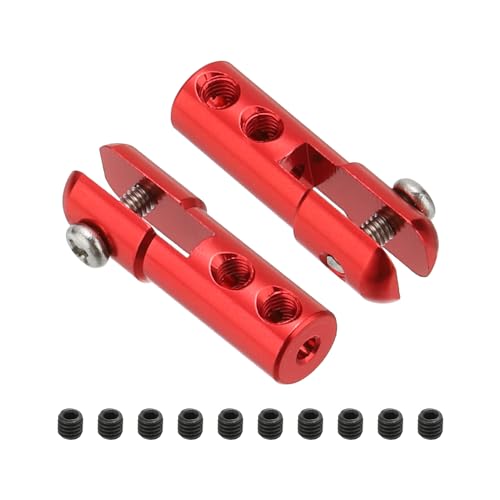 MECCANIXITY 2Pcs Metal Clevis M2 Thread Aluminum Alloy Clevis Servo Horn Tie Rod Chuck Connector with Screws for RC Airplane Car Helicopter Model Replacements,Red - color: Red