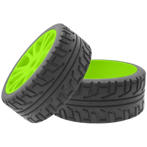 ShareGoo 1/8 RC Buggy Off Road Tires and Wheels Rim 17mm Drive Hex Compatible with Arrma Typhon Kyosho Losi VRX Redcat Tamiya HPI 1/8 RC Off Road Buggy (Green) - color: Green