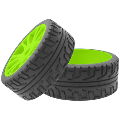 ShareGoo 1/8 RC Buggy Off Road Tires and Wheels Rim 17mm Drive Hex Compatible with Arrma Typhon Kyosho Losi VRX Redcat Tamiya HPI 1/8 RC Off Road Buggy (Green) - color: Green